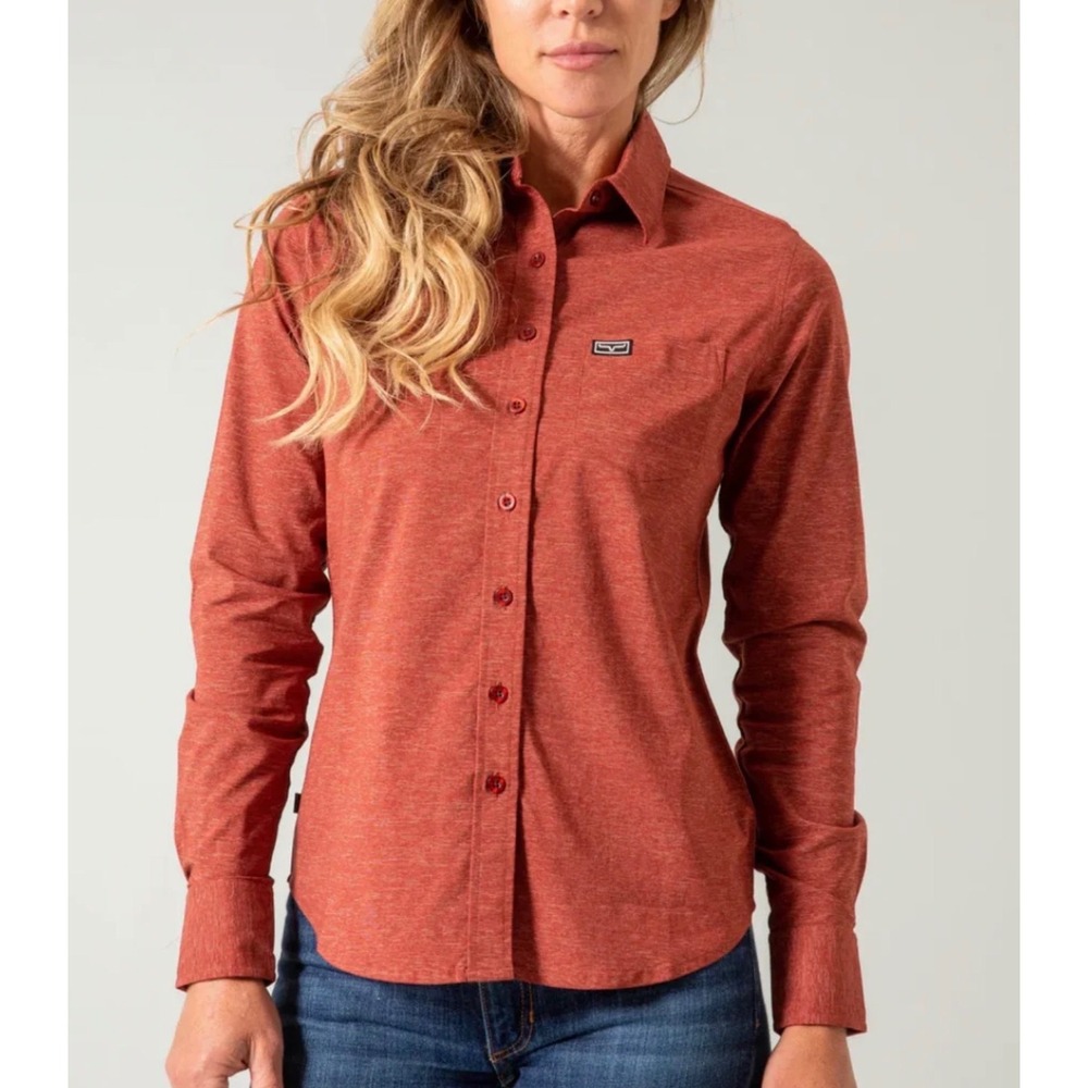 Kimes Ranch Linville Shirt Women's L Red Western Button Up New